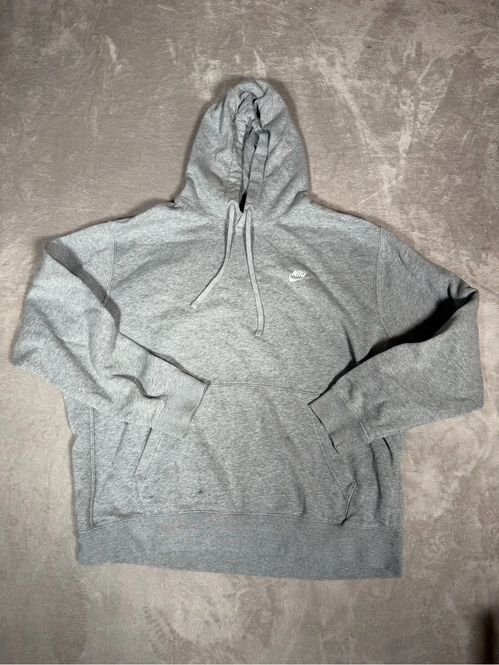 Nike Gray Men's Pullover Hoodie with Small White Swoosh